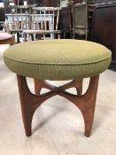 Mid Century circular upholstered stool, approx 52cm in diameter and 42cm in height