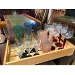 Collection of vintage coloured glassware