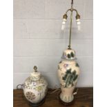 Two Chinese ceramic lamp bases, the tallest approx 59cm to top of ceramic (smallest A/F)