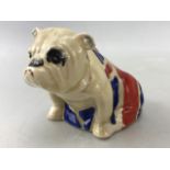 Royal Doulton British Bulldog with Union Flag Rd. Nos. 645,658 H10cm (chip to left paw)