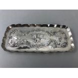 Hallmarked Silver pin tray London 1903 by maker WC approx 146g decorated with repousse cherubs 23