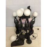 Collection of seven Art Deco style lamps depicting women in a variety of poses