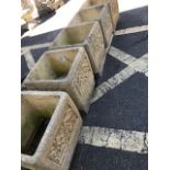 Five stone square garden pots