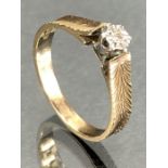 9ct Gold hallmarked ring size 'N' with illusion set diamond (total weight 2.2g)