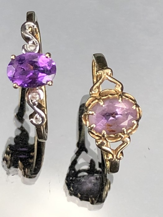 Two 9ct Gold rings both set with purple stones sizes M.5 & M (total weight 3.2g) - Image 3 of 4