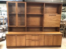 Merrydew Mid Century sideboard, cupboards under, shelves and drinks cabinet over