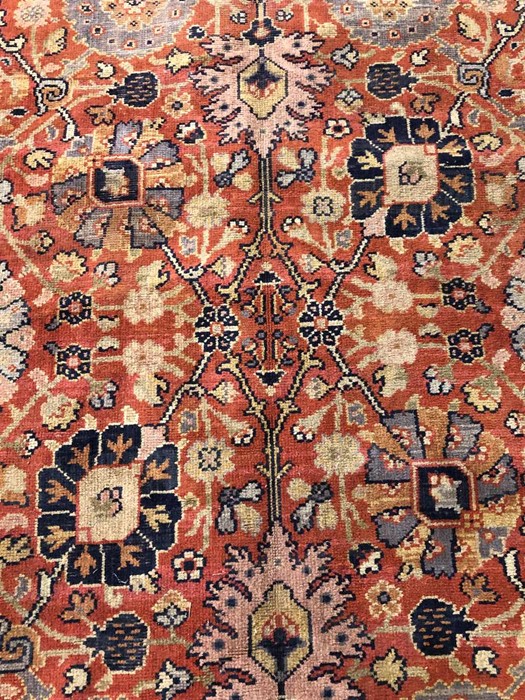Large red/orange ground carpet with floral design, approx 340cm x 240cm - Image 3 of 6