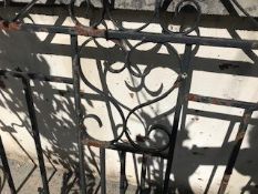 Pair of wrought iron gates, each approx 132cm wide x 109cm tall