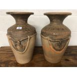 Pair of Eastern urns (one A/F), each approx 48cm in height