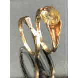 9ct Gold ring size M set with faceted oval Citrine and a 14k ring size J