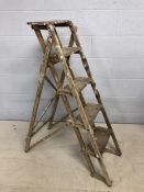 Vintage folding wooden decorators ladders with awesome action