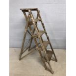 Vintage folding wooden decorators ladders with awesome action