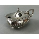 Hallmarked Silver Mustard Pot with Blue Glass liner Birmingham 1904