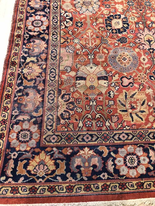 Large red/orange ground carpet with floral design, approx 340cm x 240cm - Image 2 of 6