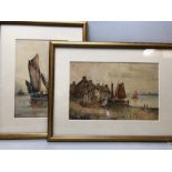 Two Watercolour paintings of working sailing boats both signed 'GS'
