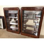 Pair of Oriental style glass fronted, mirrored back display cabinets, each approx 71cm x 46cm