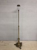 Brass coloured extending/adjustable standard lamp on lion paw feet