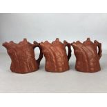 Three small Chinese Yixing teapots, approx 10cm in height