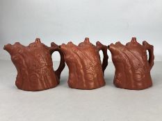 Three small Chinese Yixing teapots, approx 10cm in height