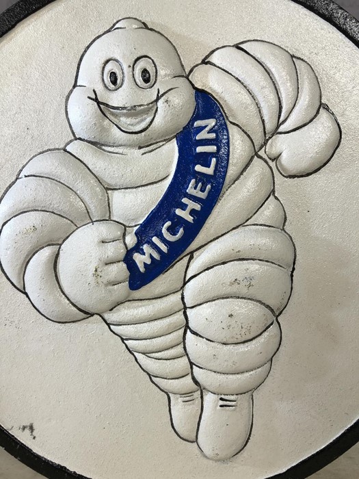 Vintage style metal advertising sign for Michelin, approx 25cm in diameter - Image 2 of 3