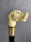 Walking stick with dog handle, approx 93cm in length