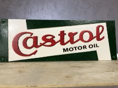 Vintage style metal advertising sign for Castrol motor oil, approx 49cm x 18cm