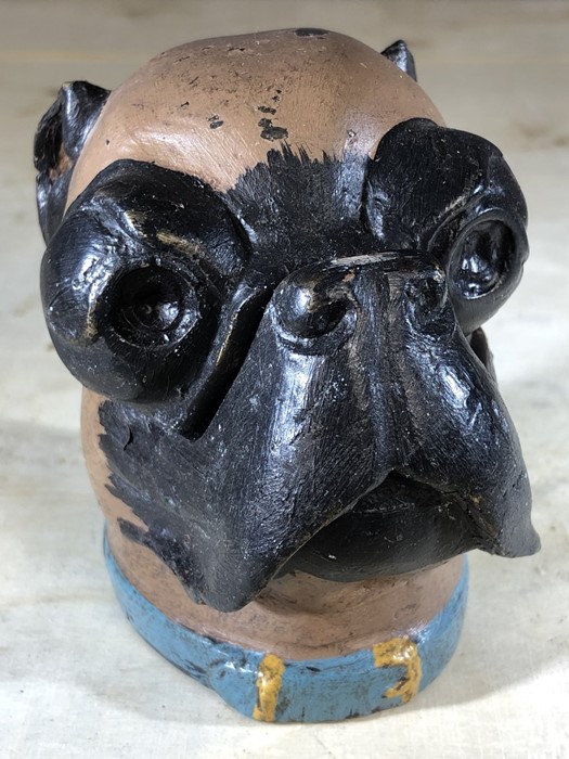 Heavy bulldog inkwell, approx 9.5cm in height