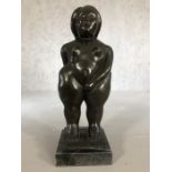 Large bronze figure of a rotund woman, approx 36cm in height