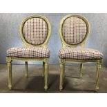 Pair of bedroom chairs with chequered upholstery