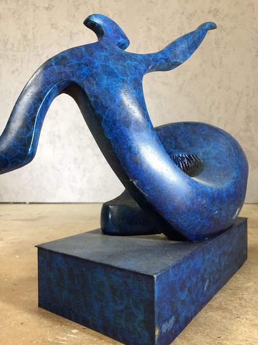 Abstract blue bronze of a figure, approx 42cm x 35cm - Image 5 of 7