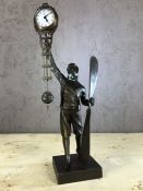 Swing clock in the form of a pilot, approx 38cm in height