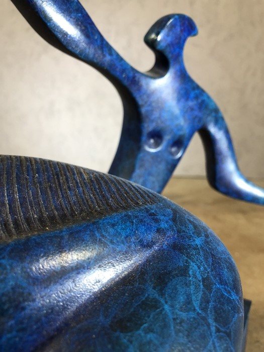 Abstract blue bronze of a figure, approx 42cm x 35cm - Image 7 of 7