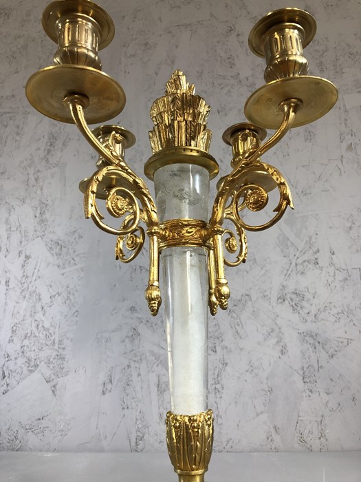 Pair of rock crystal and gilt candelabras, each approx 37cm in height - Image 4 of 5