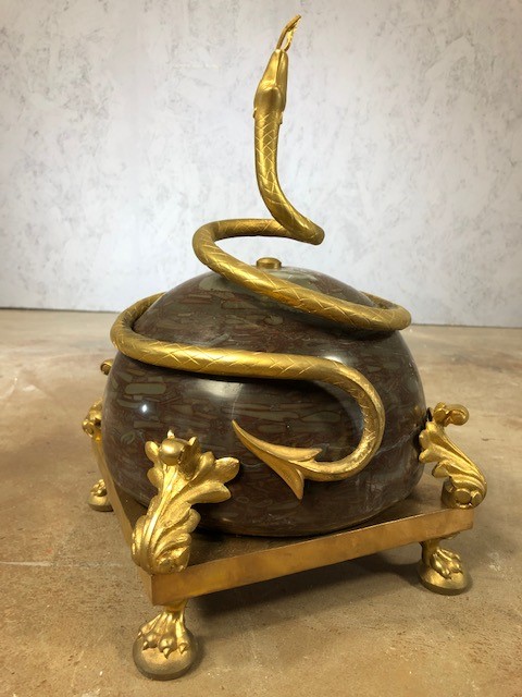 Large gilt and marble figure of a snake, approx 33 cm in height - Image 3 of 5