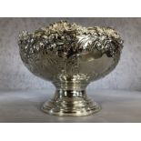 Large silver plated embossed punch bowl, approx 40cm in diameter