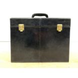 Large blue leather vanity case, approx 36cm x 26cm x 27cm tall