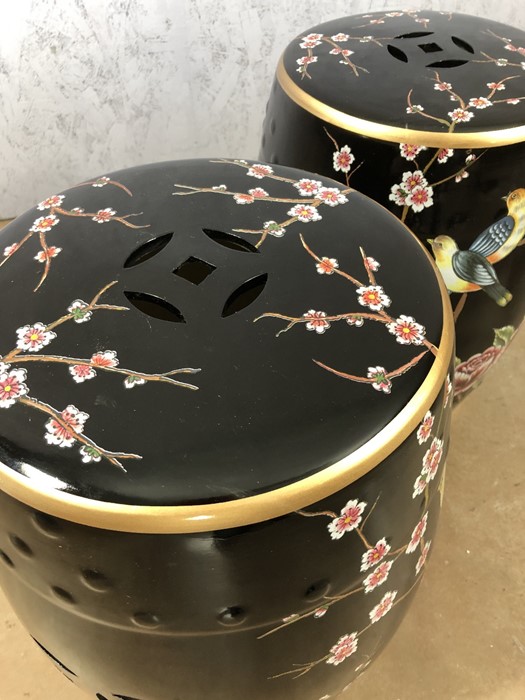 Pair of black porcelain barrel seats / stools, approx 46cm in height - Image 4 of 4