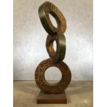 Large contemporary abstract metallic sculpture, approx 127cm in height