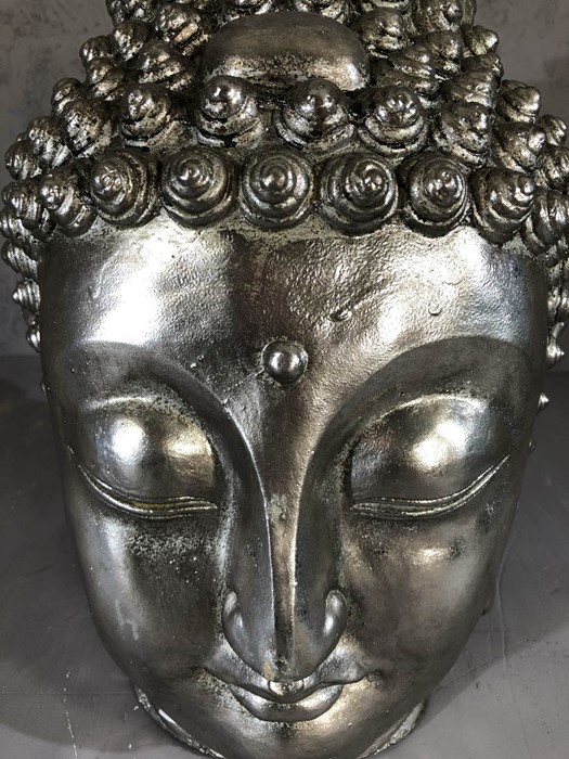 Large silver coloured Buddha's head, approx 43cm in height - Image 2 of 5