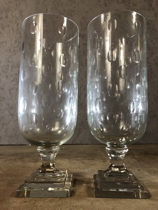 Pair of large glass hurricane lamps, each approx 40cm in height - Image 2 of 3