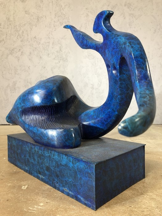 Abstract blue bronze of a figure, approx 42cm x 35cm - Image 4 of 7