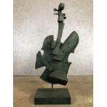 Abstract metal sculpture of a violin / cello, approx 100cm in height