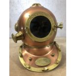 Copper coloured decorative reproduction divers helmet, marked 'Anchor Engineering', approx 40cm in