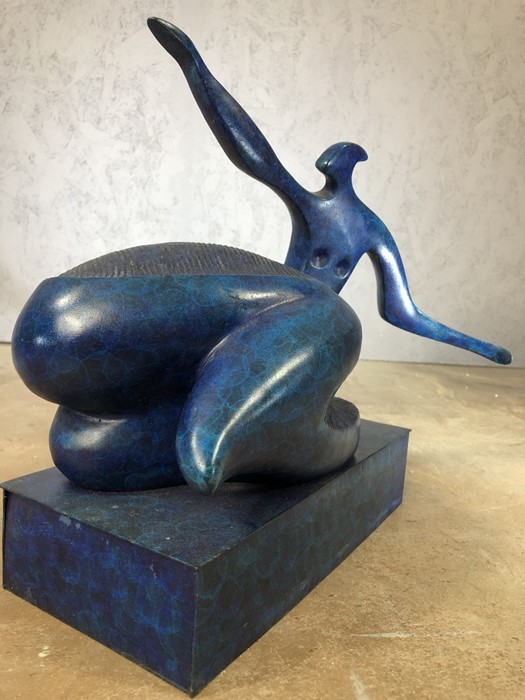 Abstract blue bronze of a figure, approx 42cm x 35cm - Image 2 of 7