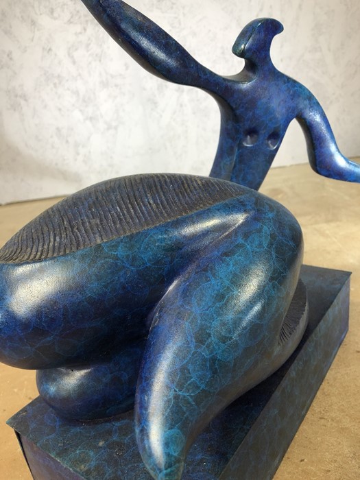 Abstract blue bronze of a figure, approx 42cm x 35cm - Image 3 of 7