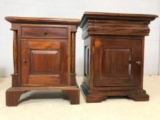 Two modern bedsides with cupboards under and single drawers