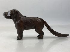 Cast metal novelty dog nutcracker, stamped with patent No. 273480, approx 23cm to end of tail