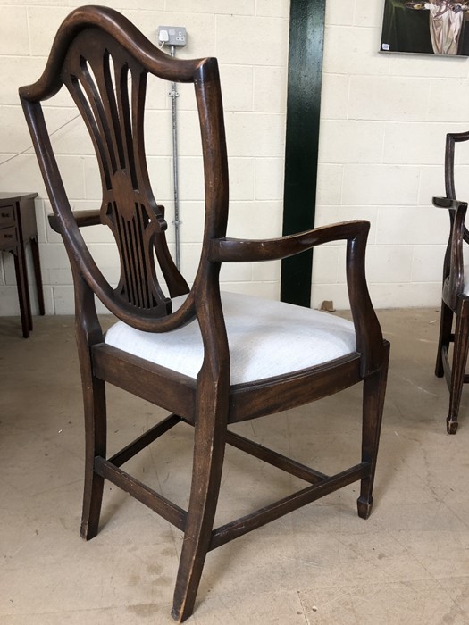 Set of five shield back dining chairs with upholstered seats and wheatsheaf design, to include two - Image 4 of 4