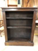 Mahogany bookcase with adjustable shelves, approx 85cm x 28cm x 104cm tall