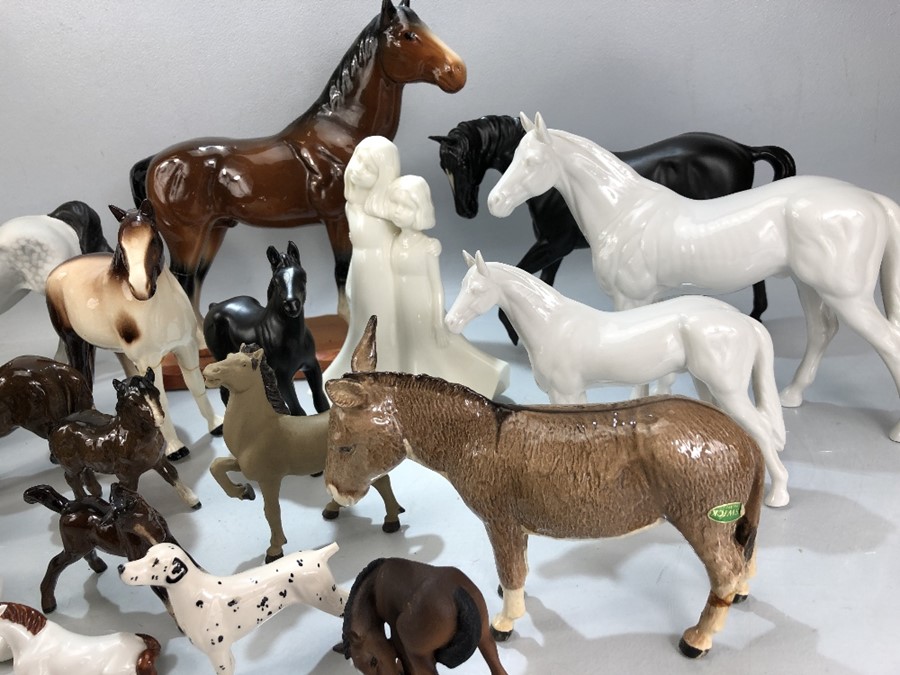 Large collection of china animals, largely horses, to included five Beswick horses, two Beswick - Image 4 of 5